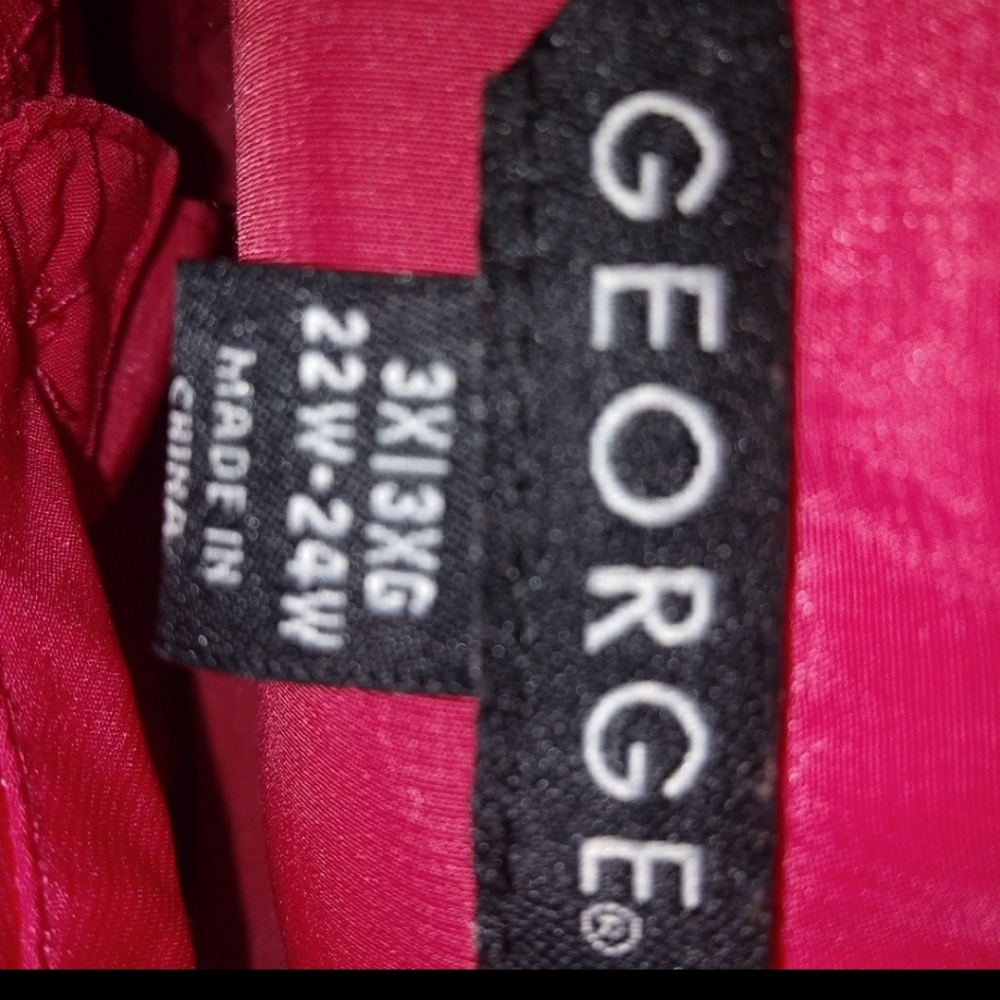 George 3X Red Long Collared Pocketed Top Plus - Picture 4 of 4